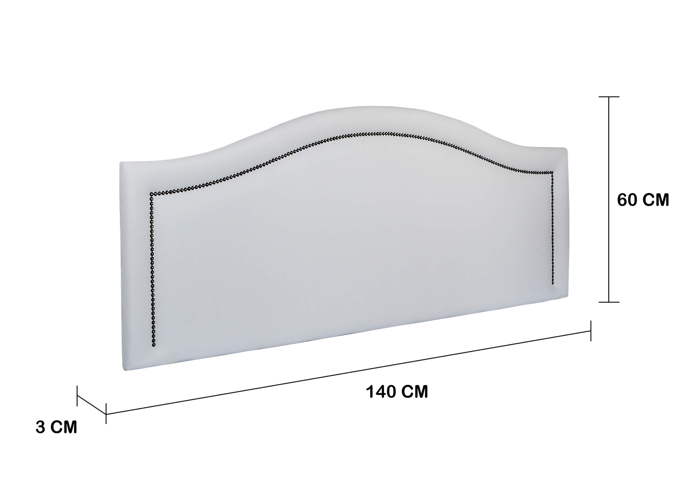 Cabeceira Casal Para Cama Box Curva 140x60 Courino Branco - Tachas Fumê