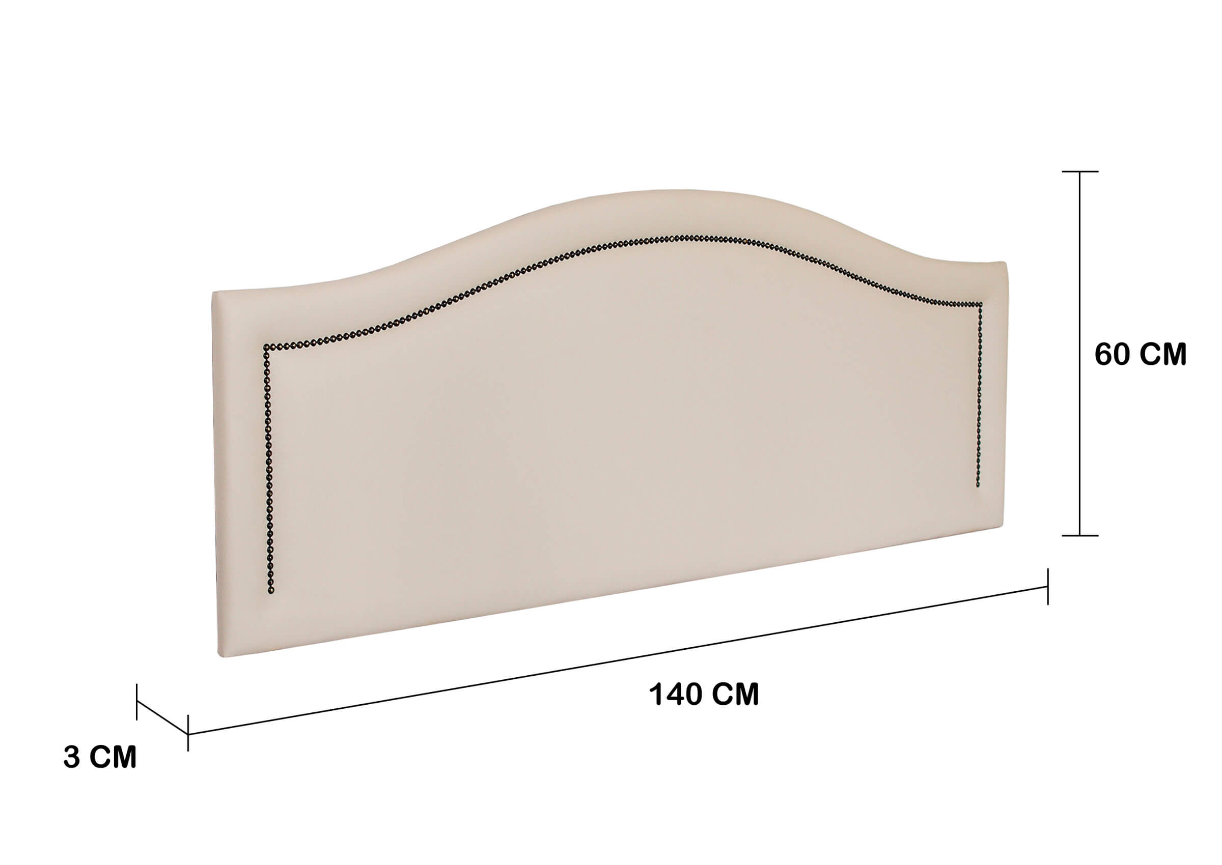 Cabeceira Casal Para Cama Box Curva 140x60 Courino Off White - Fumê