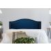Cabeceira Casal Para Cama Box Curva 140x60 Veludo Azul - Tachas Prata
