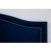 Cabeceira Casal Para Cama Box Curva 140x60 Veludo Azul - Tachas Prata