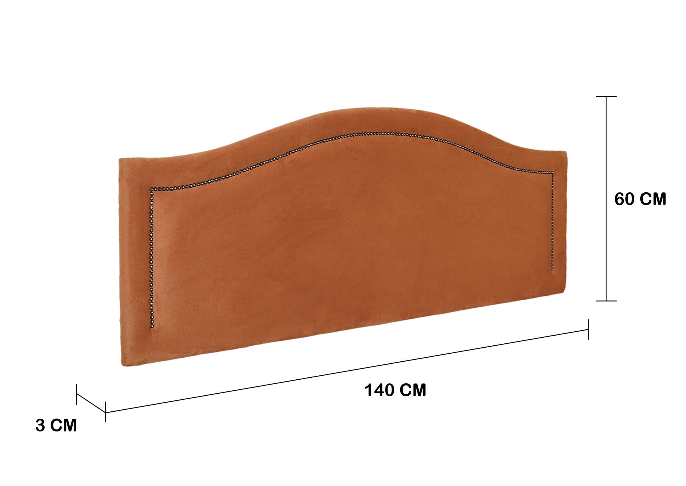 Cabeceira Casal Para Cama Box Curva 140x60 Veludo Terracota - Fumê