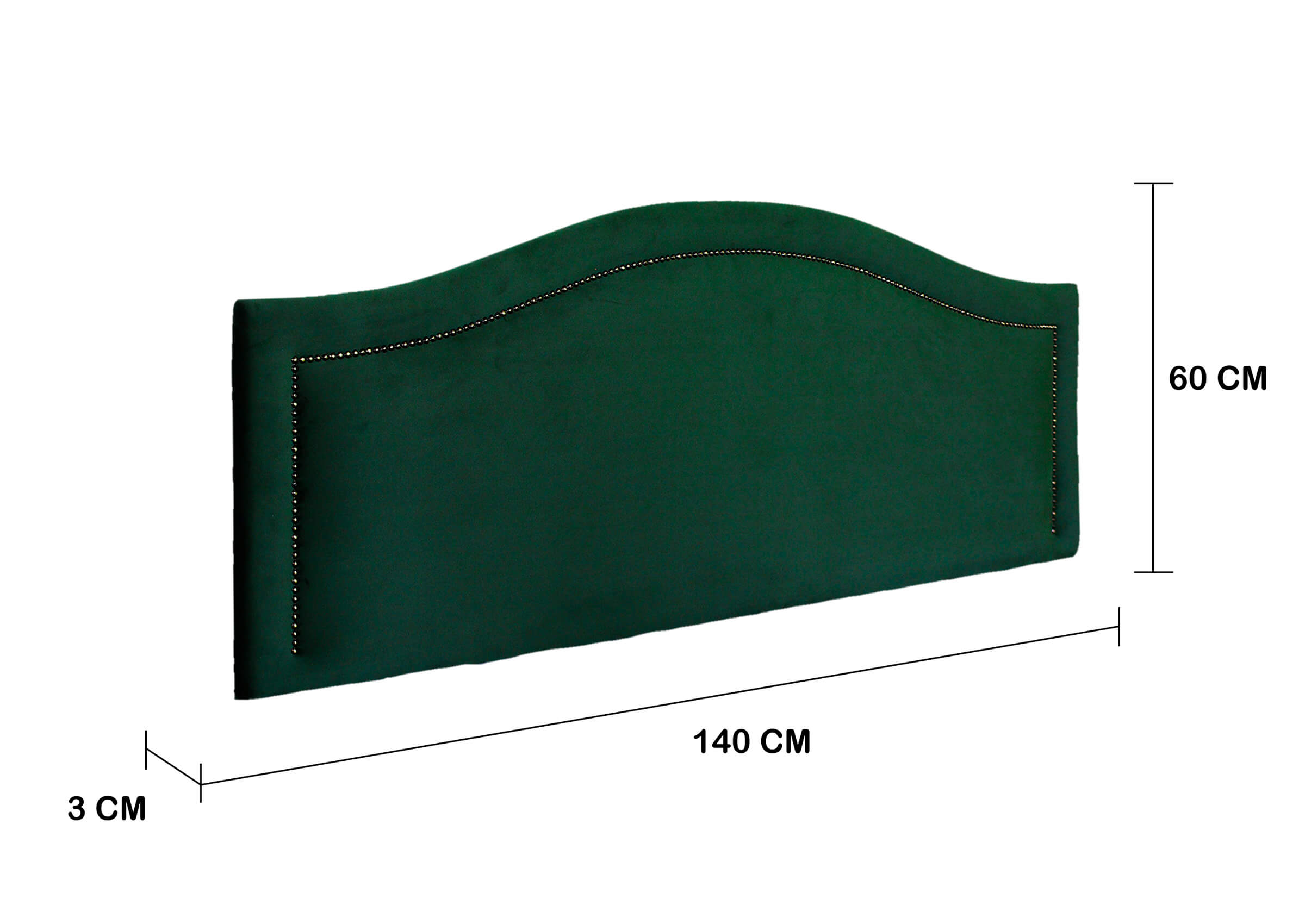 Cabeceira Casal Para Cama Box Curva 140x60 Veludo Verde - Tachas Fumê