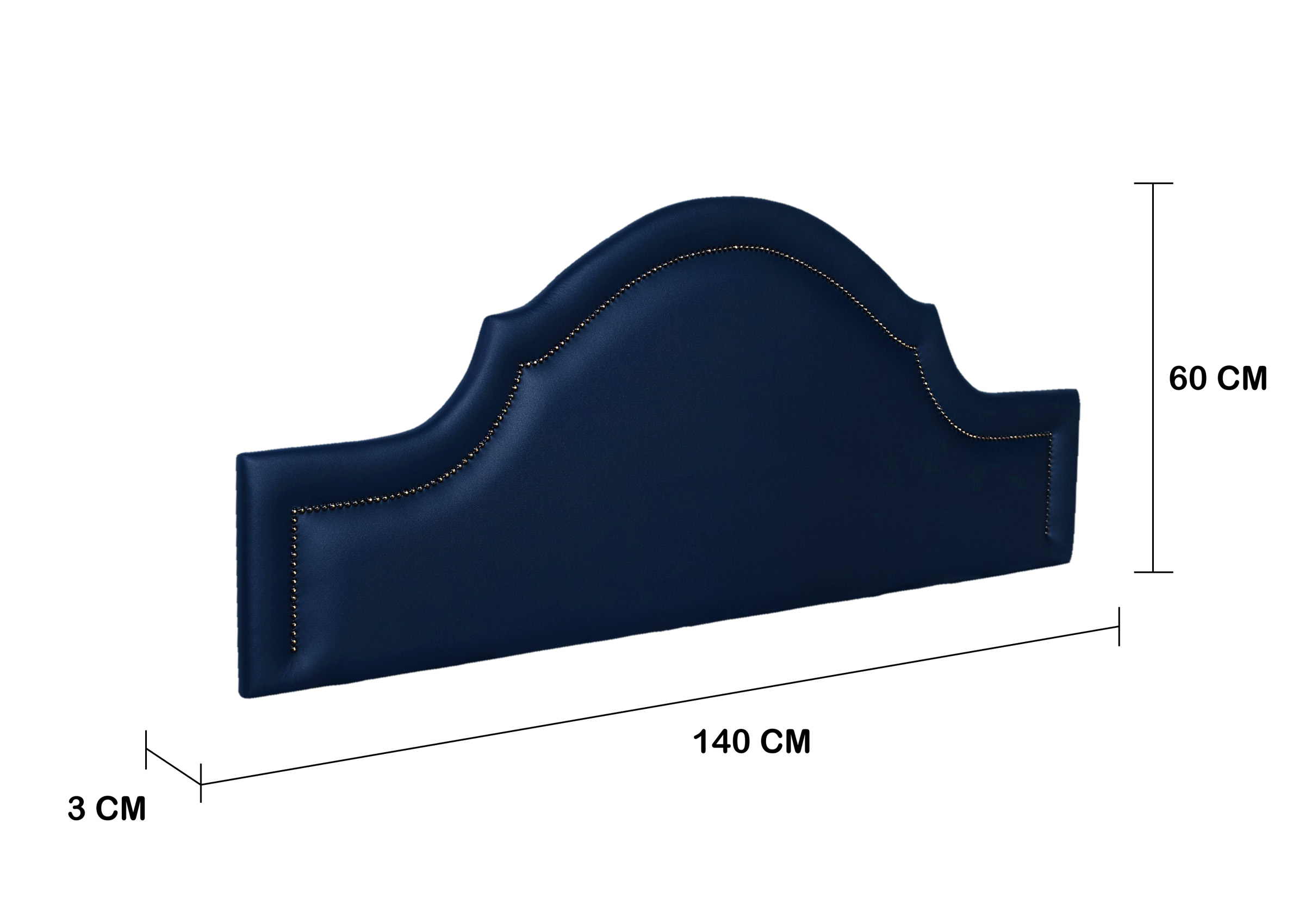 Cabeceira Casal Para Cama Box Provençal 140x60 Courino Azul - Tachas Fumê