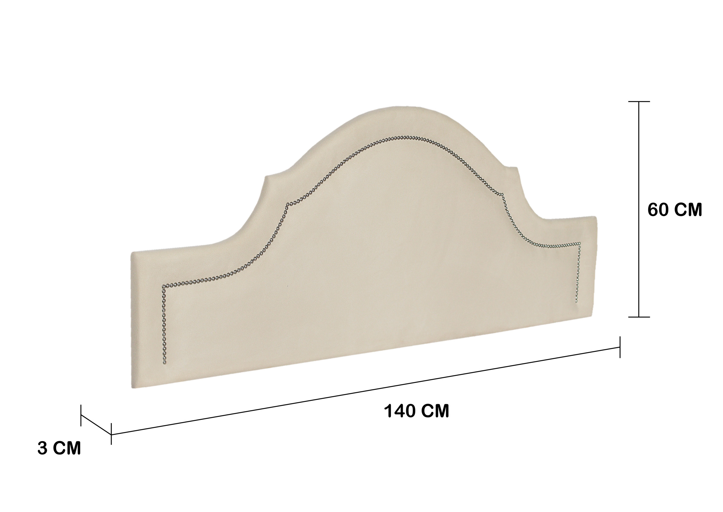Cabeceira Casal Para Cama Box Provençal 140x60 Suede Off White - Tachas Prata