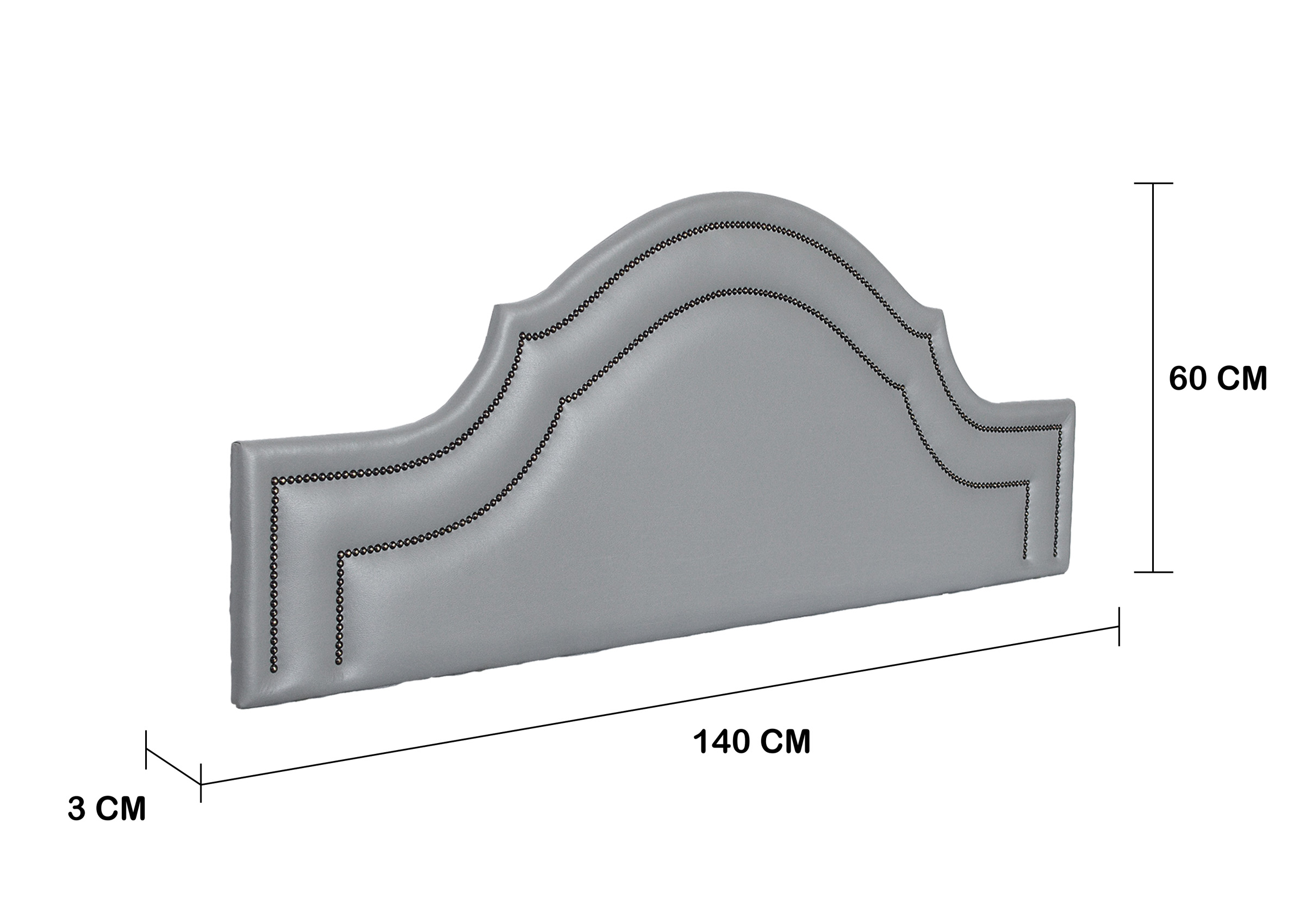 Cabeceira Casal Para Cama Box Provençal Dupla 140x60 Courino Cinza - Tachas Fumê