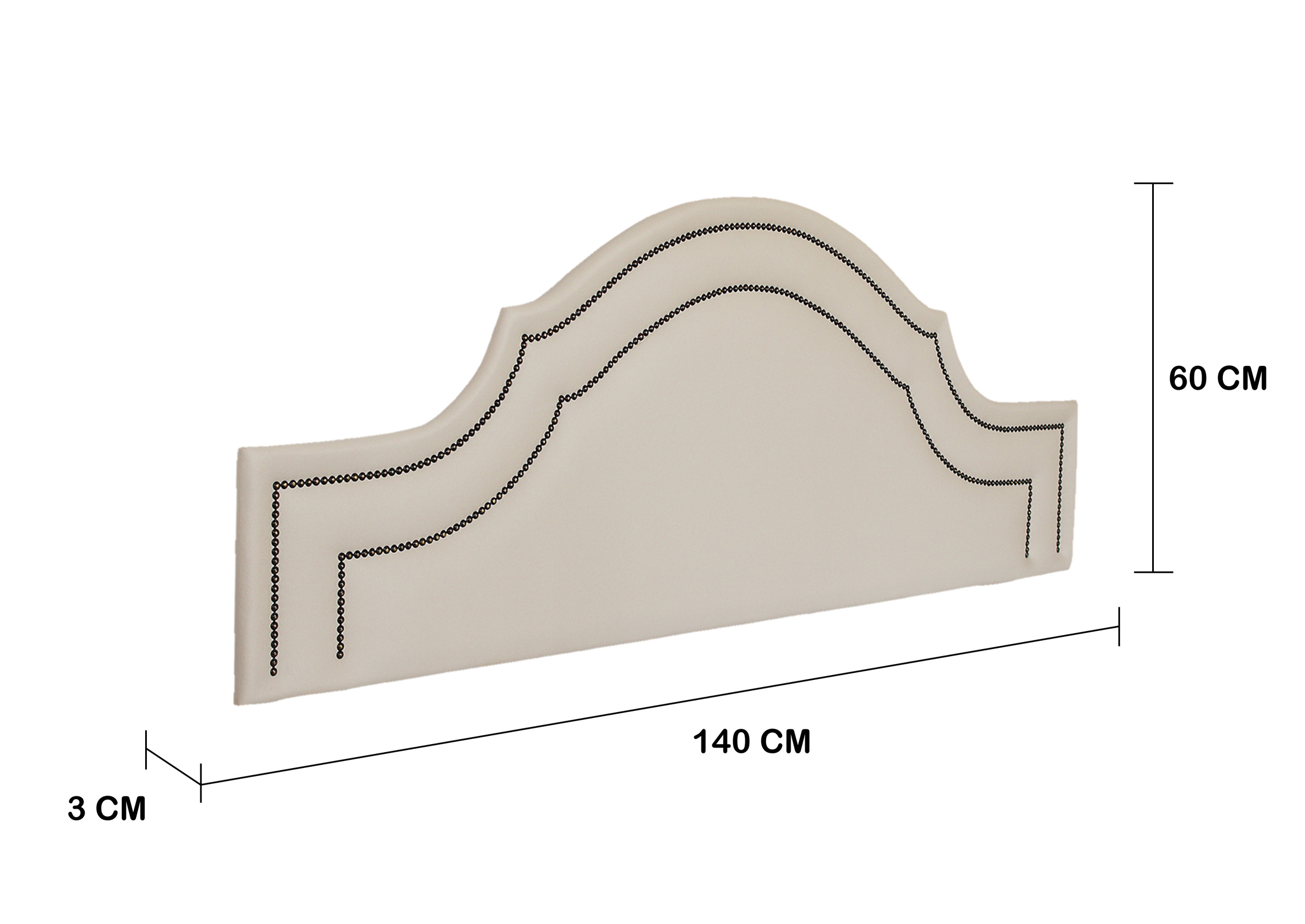 Cabeceira Casal Para Cama Box Provençal Dupla 140x60 Courino Off White - Tachas Fumê