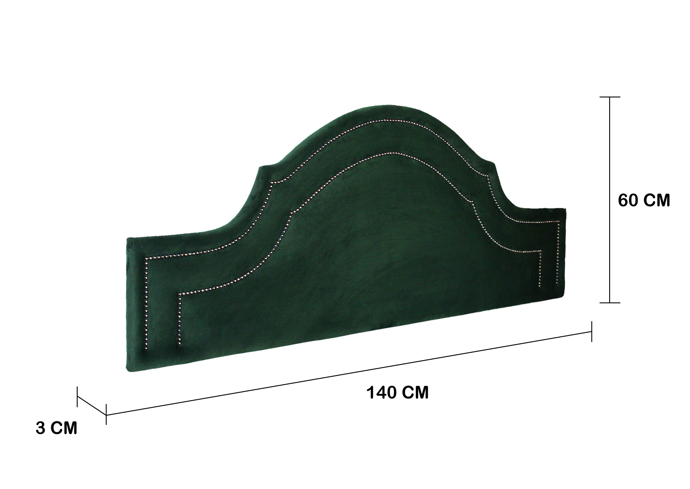 Cabeceira Casal Para Cama Box Provençal Dupla 140x60 Veludo Verde - Tachas Fumê