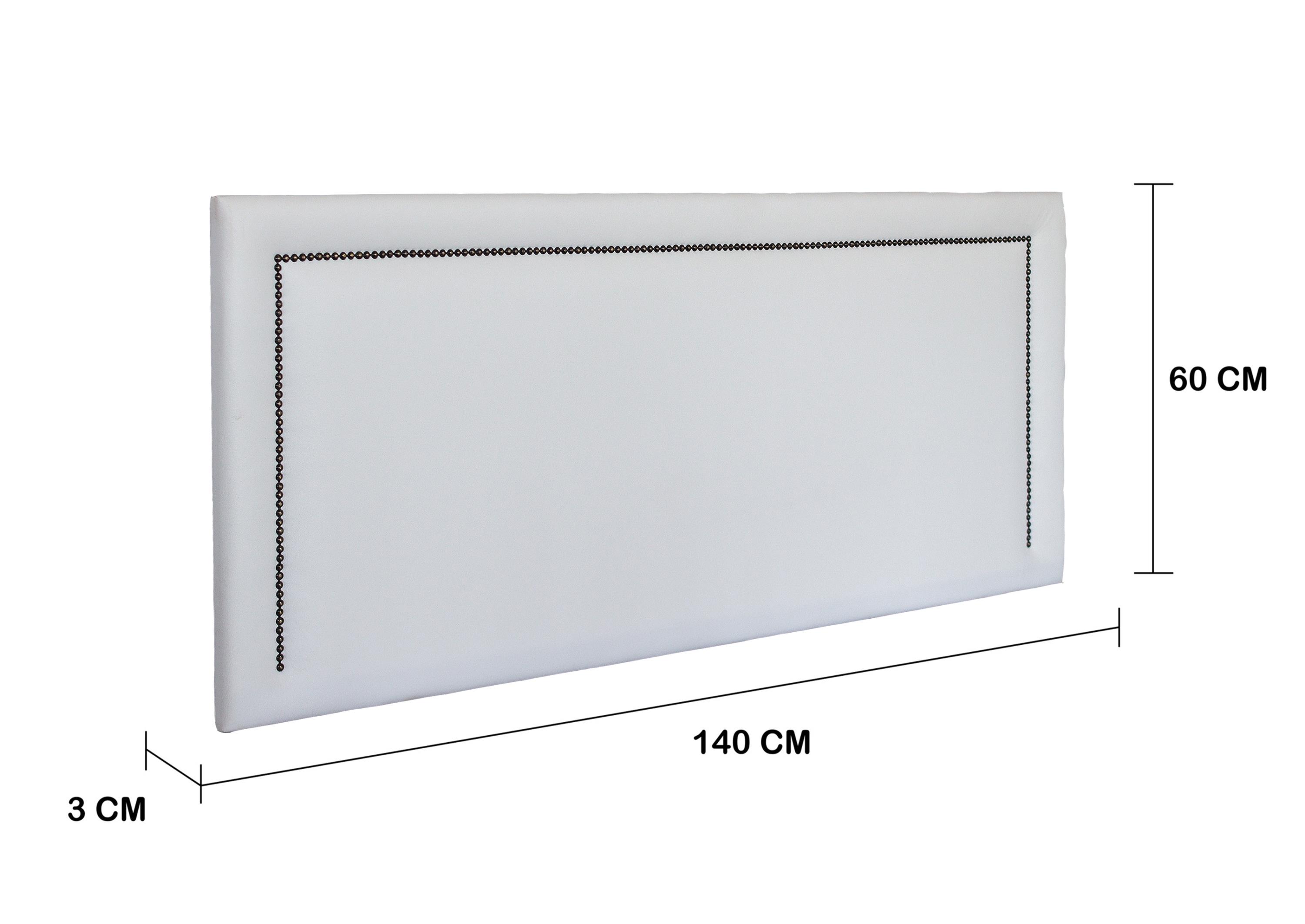 Cabeceira Casal Reta Luxo 140x60 Courino Branco - Tachas Fumê