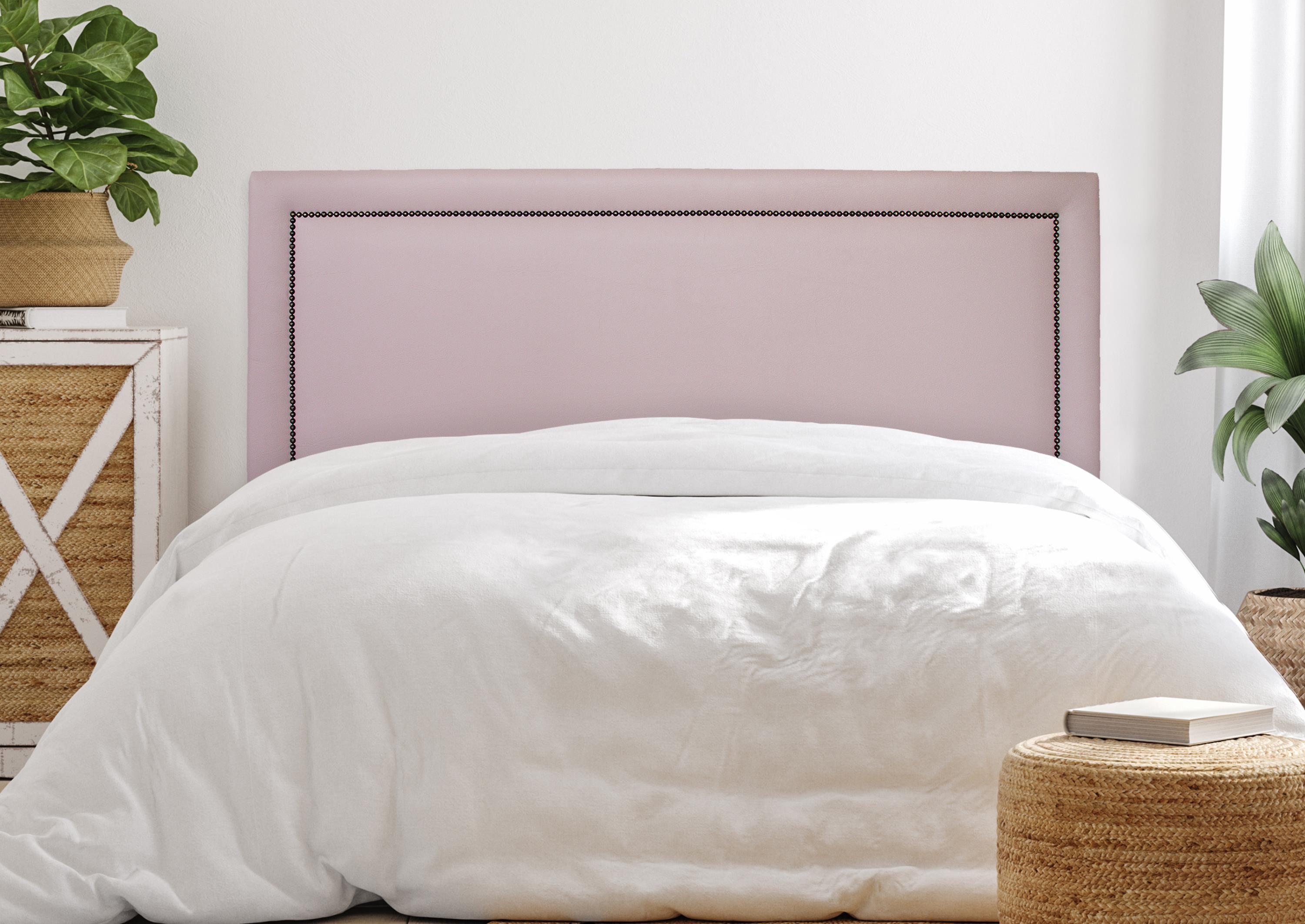 Cabeceira Casal Reta Luxo 140x60 Courino Rosa - Tachas Fumê