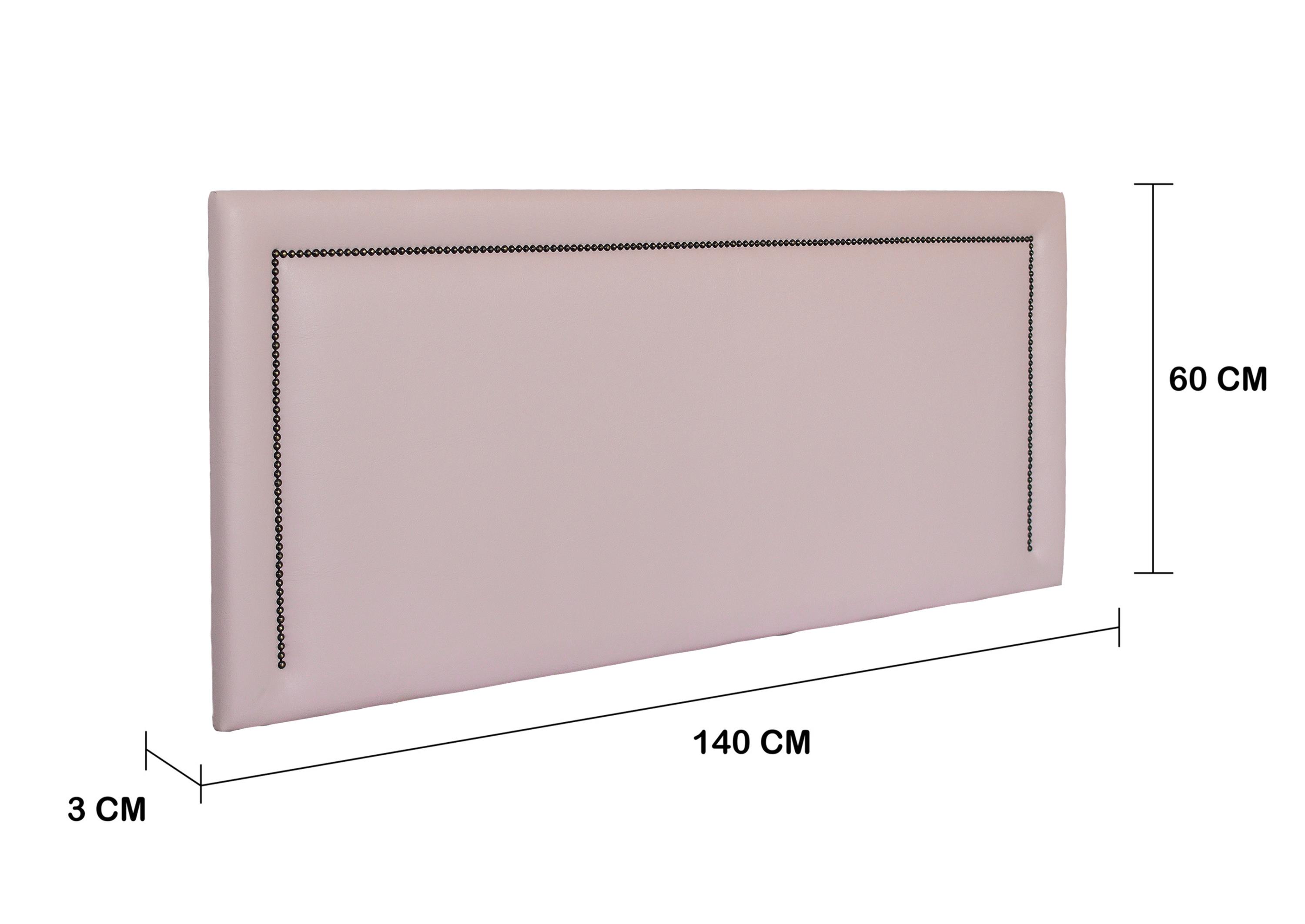 Cabeceira Casal Reta Luxo 140x60 Courino Rosa - Tachas Fumê
