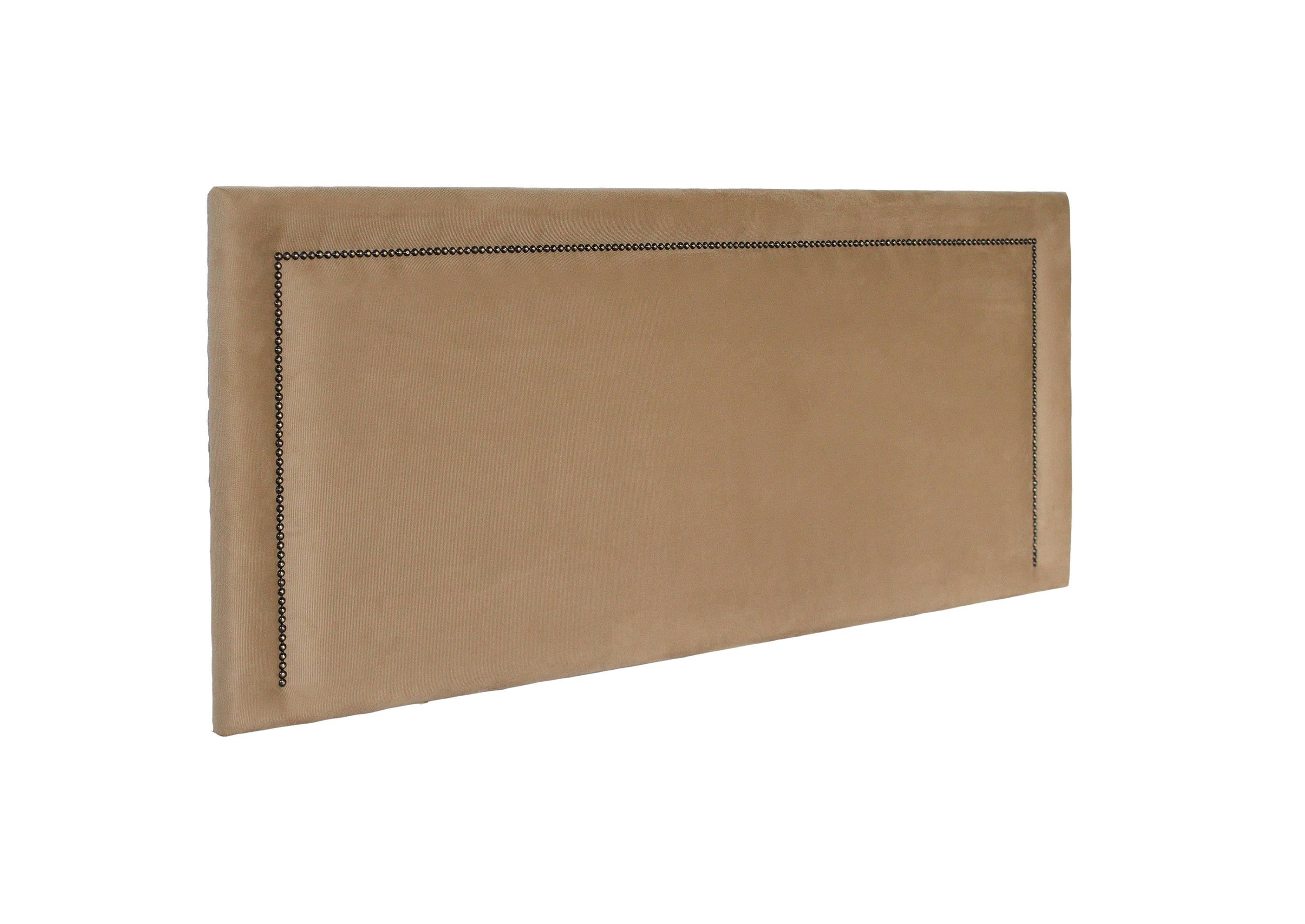 Cabeceira Casal Reta Luxo 140x60 Suede Bege - Tachas Fumê