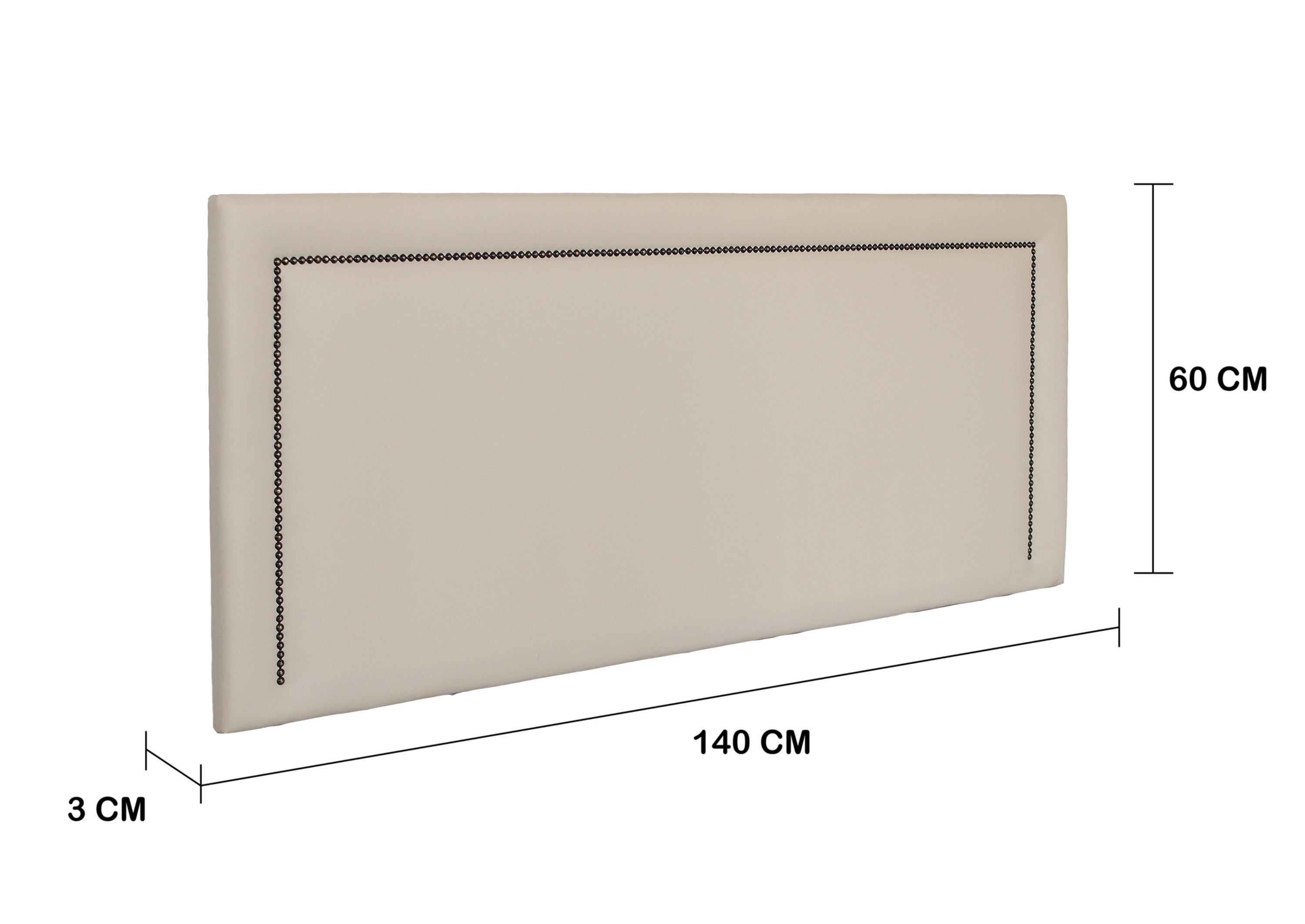 Cabeceira Casal Reta Luxo 140x60 Suede Off White - Tachas Fumê