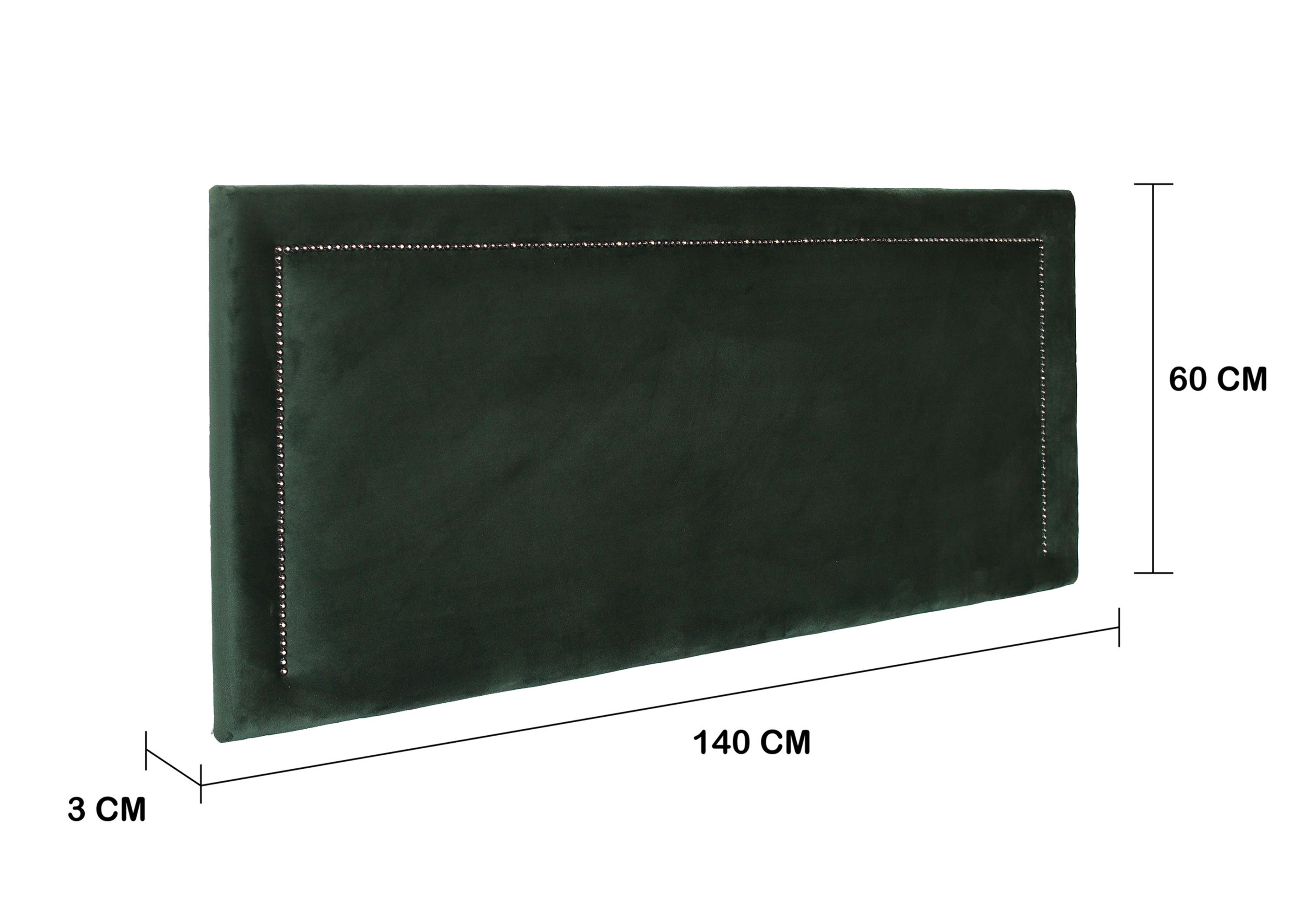 Cabeceira Casal Reta Luxo 140x60 Veludo Verde - Tachas Fumê