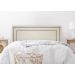 Cabeceira King Estofada Para Cama Box 193cm x 60cm Reta Luxo Dupla - Suede Off White com Tachas Fumê