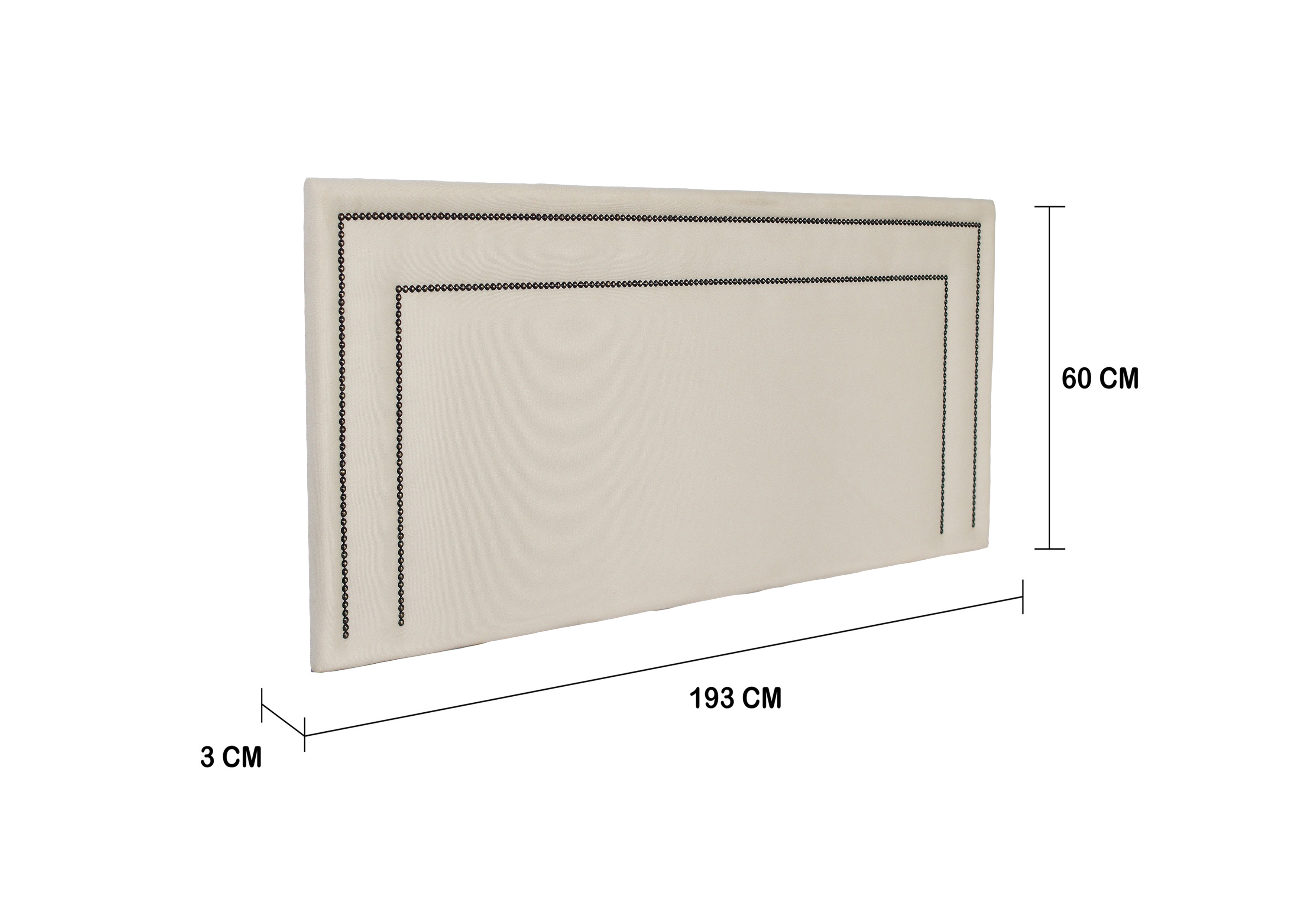 Cabeceira King Estofada Para Cama Box 193cm x 60cm Reta Luxo Dupla - Suede Off White com Tachas Fumê