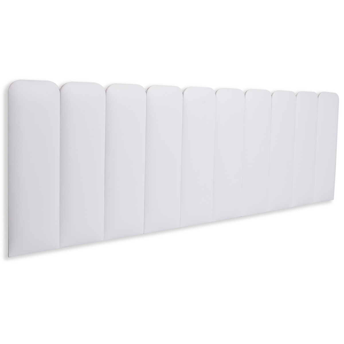 Cabeceira King Estofada Para Cama Box Kit 10 Placas Adesivas - Modelo Arredondada Courino Branco