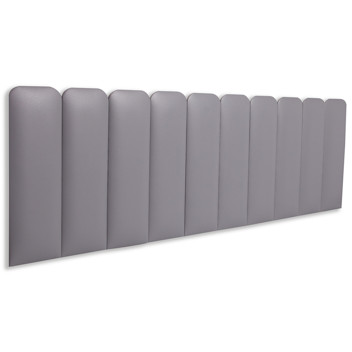 Cabeceira King Estofada Para Cama Box Kit 10 Placas Adesivas - Modelo Arredondada Courino Cinza