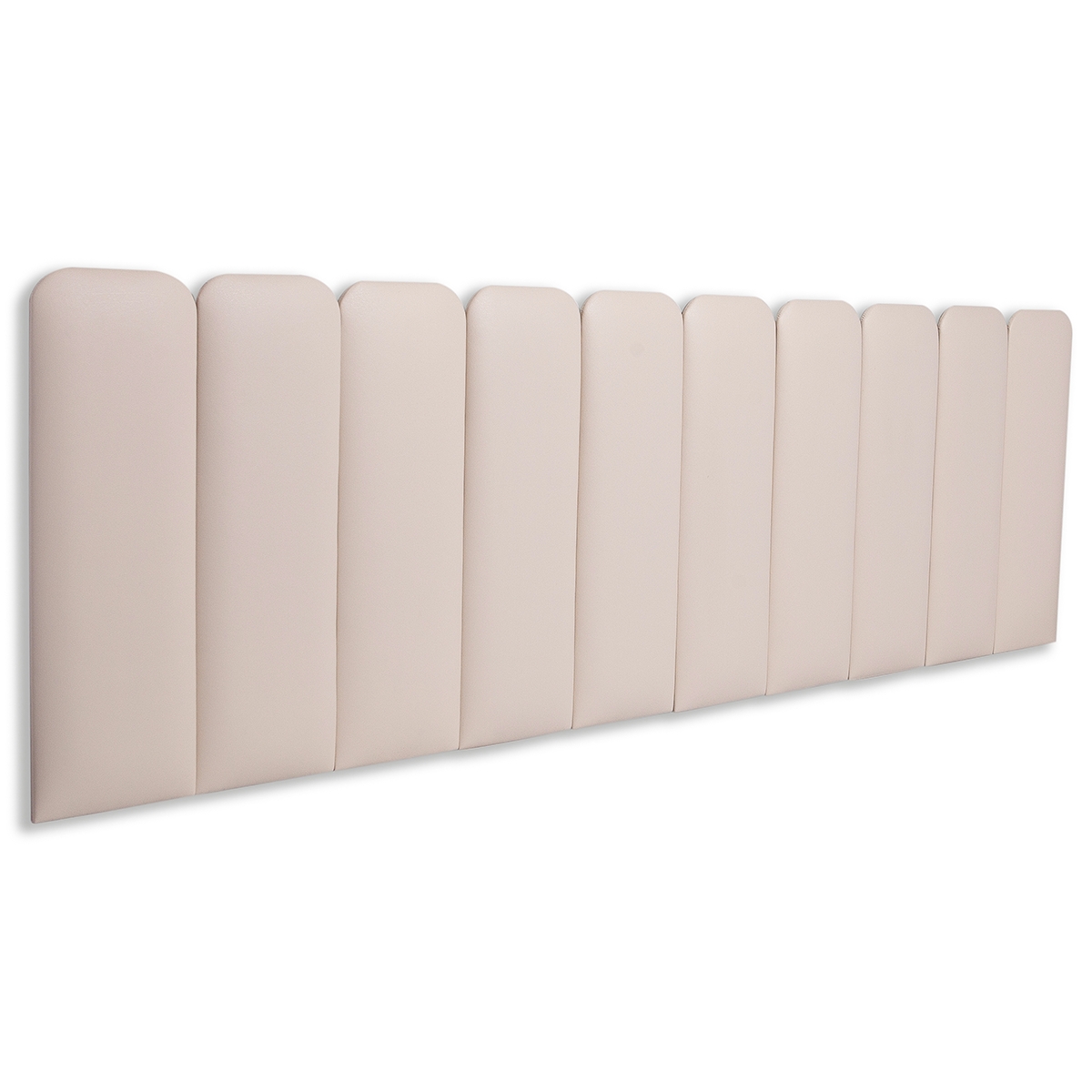 Cabeceira King Estofada Para Cama Box Kit 10 Placas Adesivas - Modelo Arredondada Courino Off White
