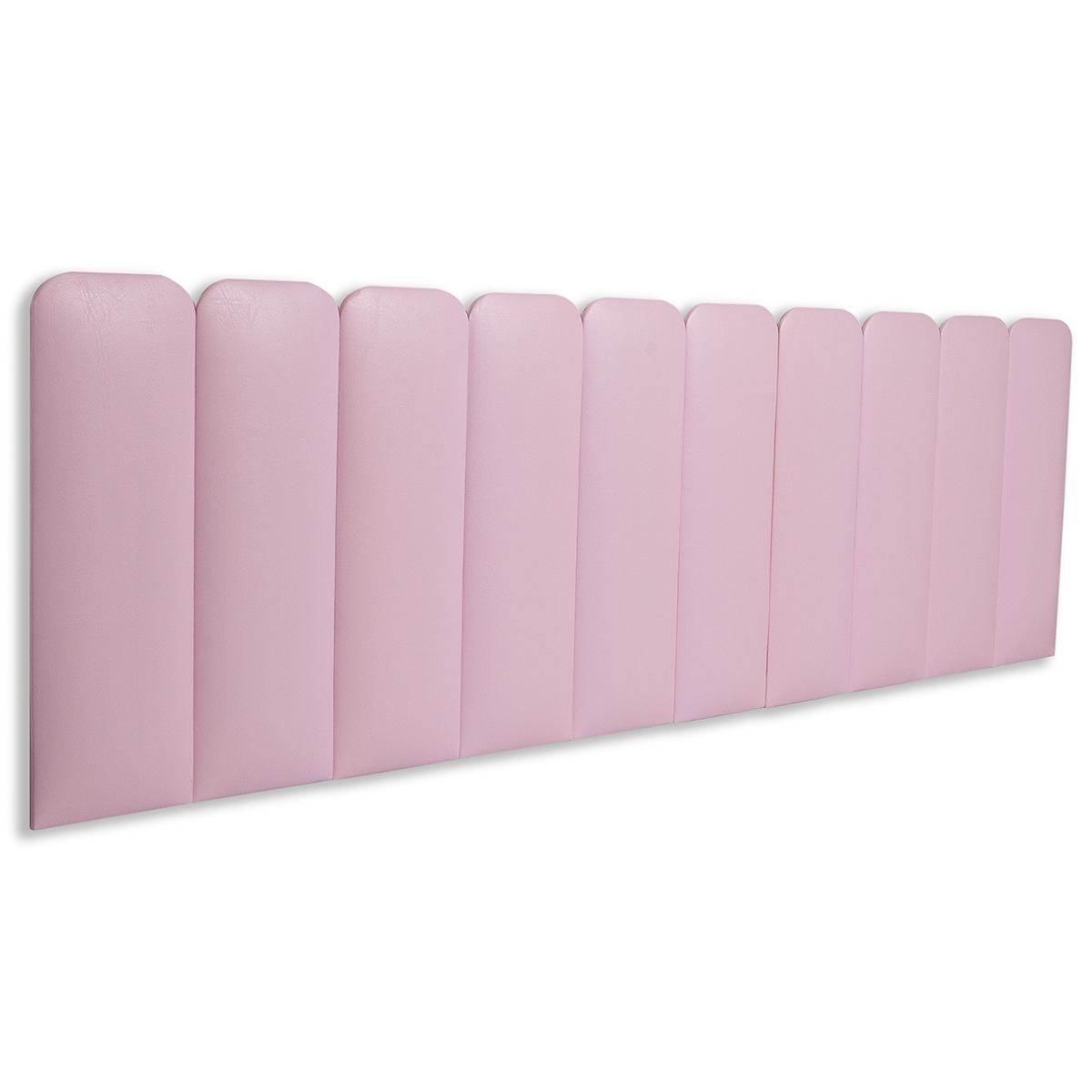 Cabeceira King Estofada Para Cama Box Kit 10 Placas Adesivas - Modelo Arredondada Courino Rosa