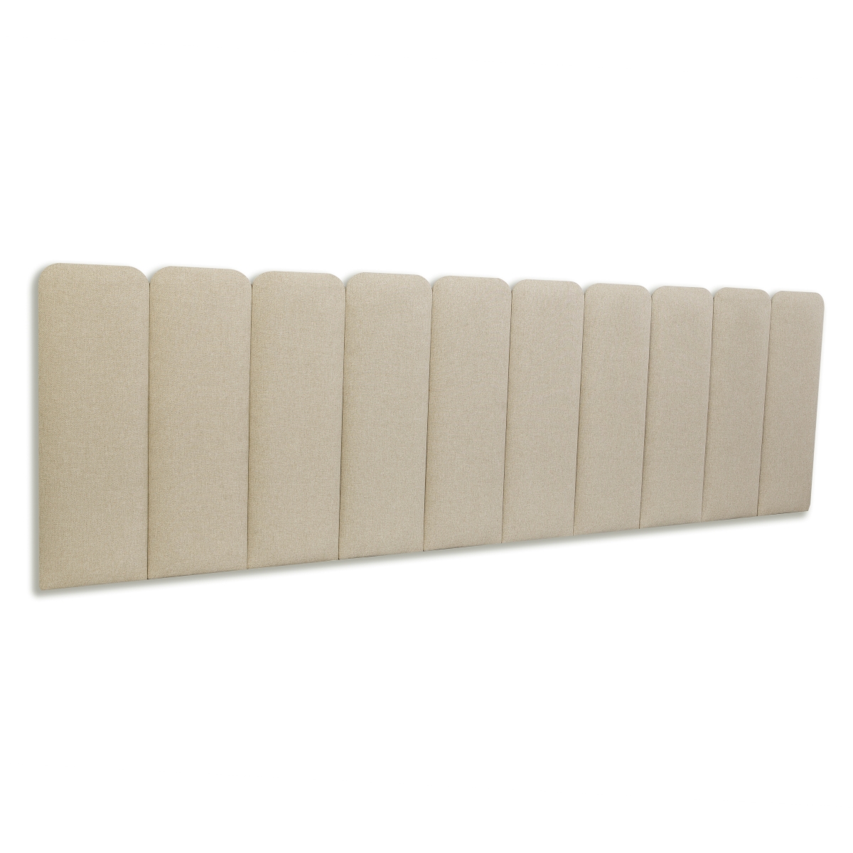 Cabeceira King Estofada Para Cama Box Kit 10 Placas Adesivas - Modelo Arredondada Linho Cru