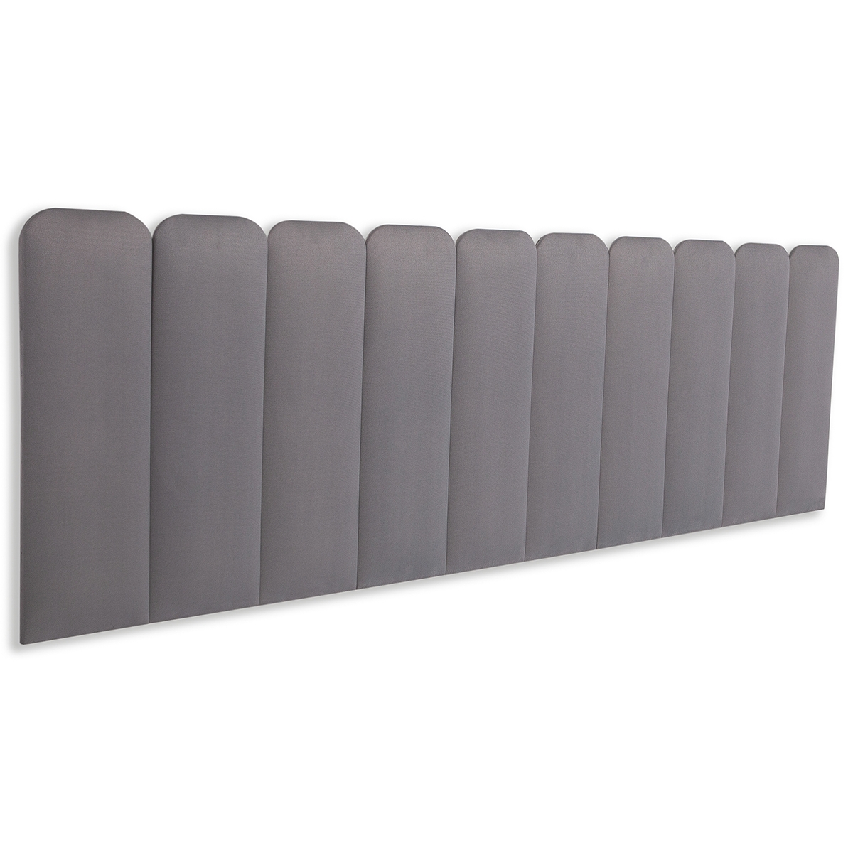 Cabeceira King Estofada Para Cama Box Kit 10 Placas Adesivas - Modelo Arredondada Suede Cinza