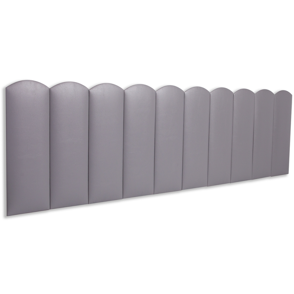Cabeceira King Estofada Para Cama Box Kit 10 Placas Adesivas - Modelo Nuvem Courino Cinza