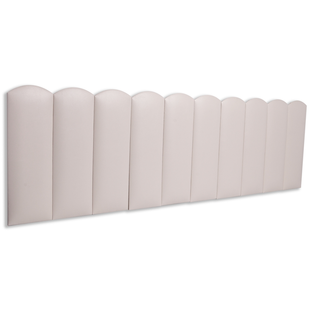 Cabeceira King Estofada Para Cama Box Kit 10 Placas Adesivas - Modelo Nuvem Courino Off White
