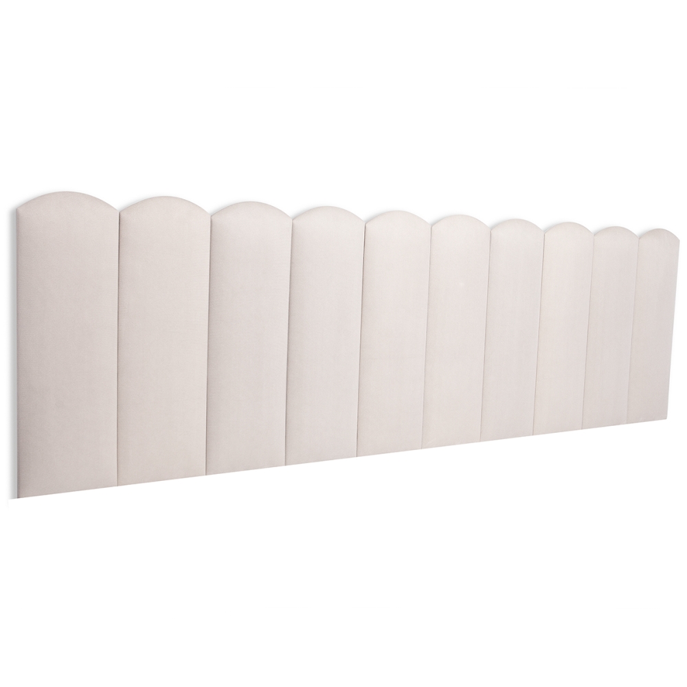 Cabeceira King Estofada Para Cama Box Kit 10 Placas Adesivas - Modelo Nuvem Suede Off White