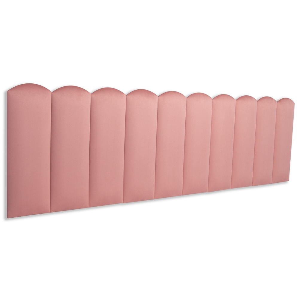 Cabeceira King Estofada Para Cama Box Kit 10 Placas Adesivas - Modelo Nuvem Veludo Rosê