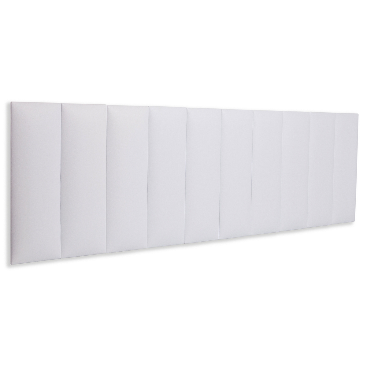 Cabeceira King Estofada Para Cama Box Kit 10 Placas Adesivas - Modelo Reta Courino Branco
