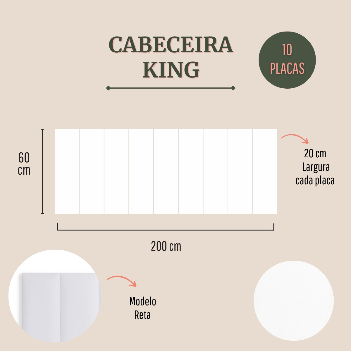 Cabeceira King Estofada Para Cama Box Kit 10 Placas Adesivas - Modelo Reta Courino Branco
