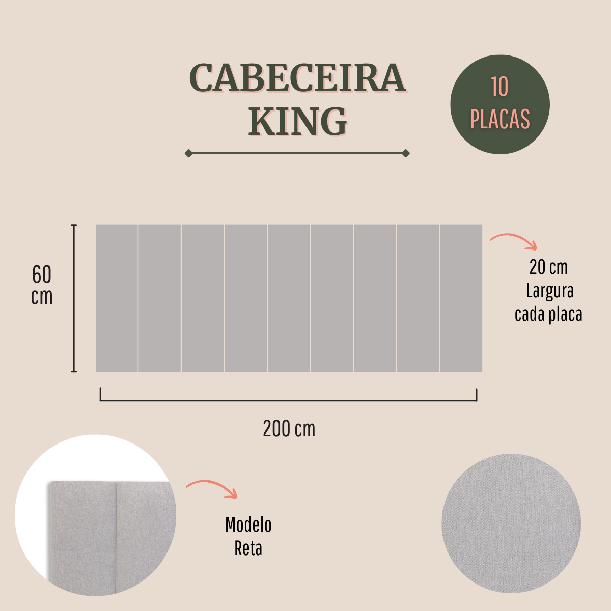 Cabeceira King Estofada Para Cama Box Kit 10 Placas Adesivas - Modelo Reta Linho Gelo