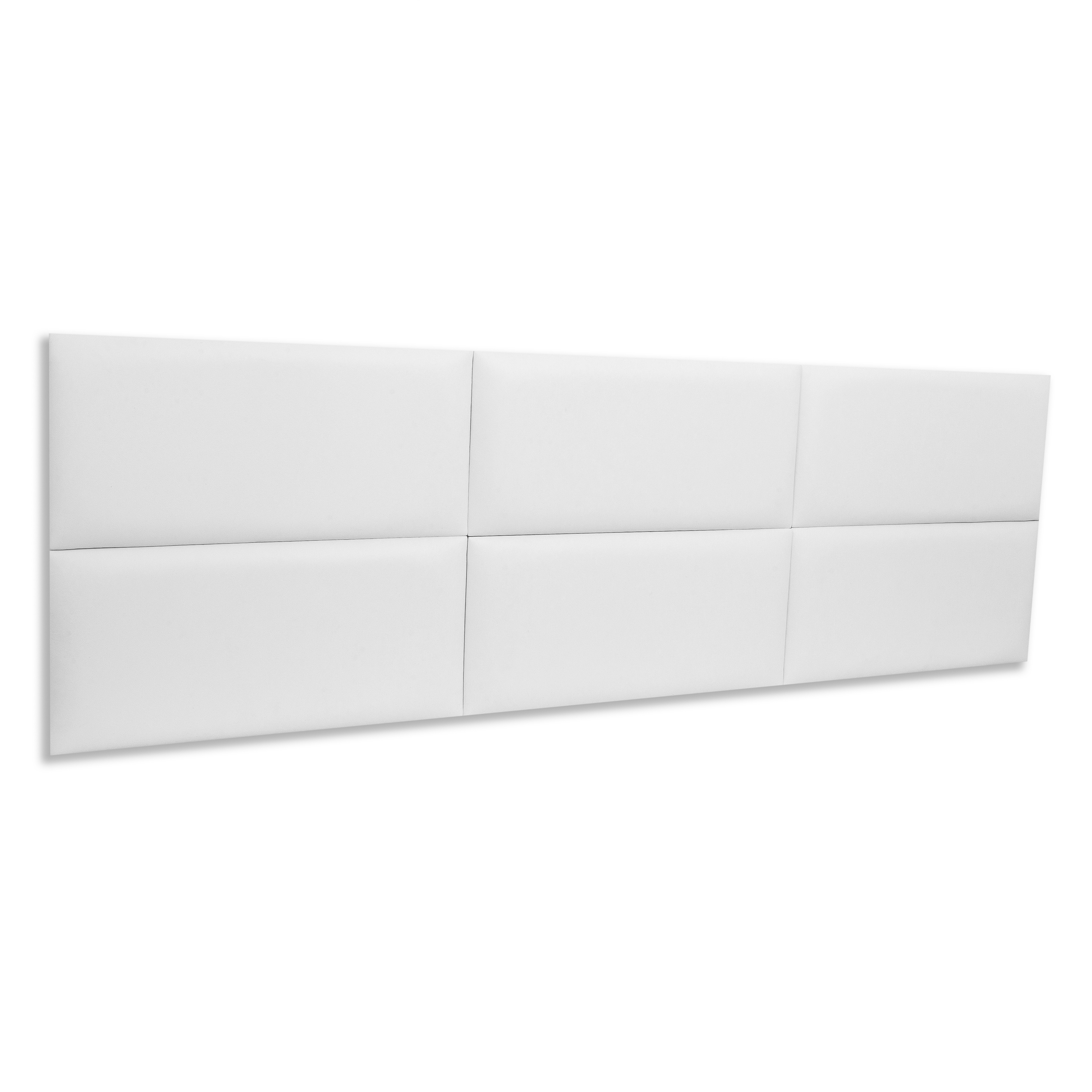 Cabeceira King Estofada Para Cama Box Kit 6 Placas Adesivas - Modelo Retangular  Courino Branco