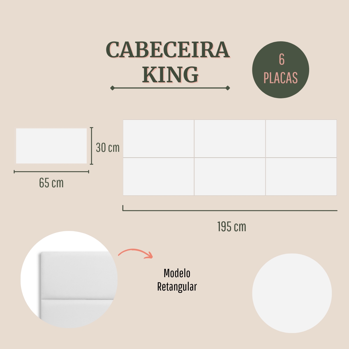 Cabeceira King Estofada Para Cama Box Kit 6 Placas Adesivas - Modelo Retangular  Courino Branco