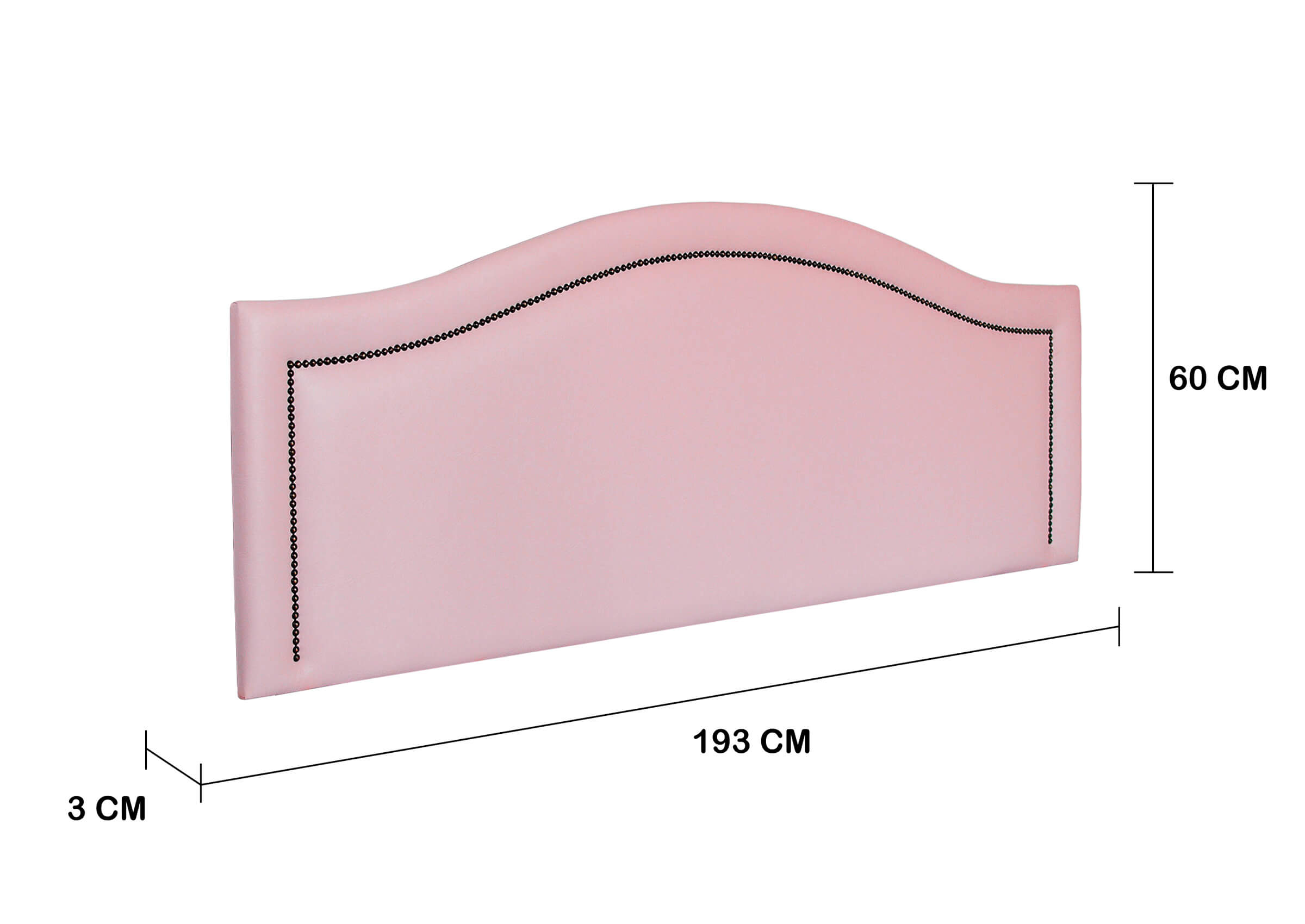 Cabeceira King Para Cama Box Curva 193x60 Courino Rosa - Tachas Fumê