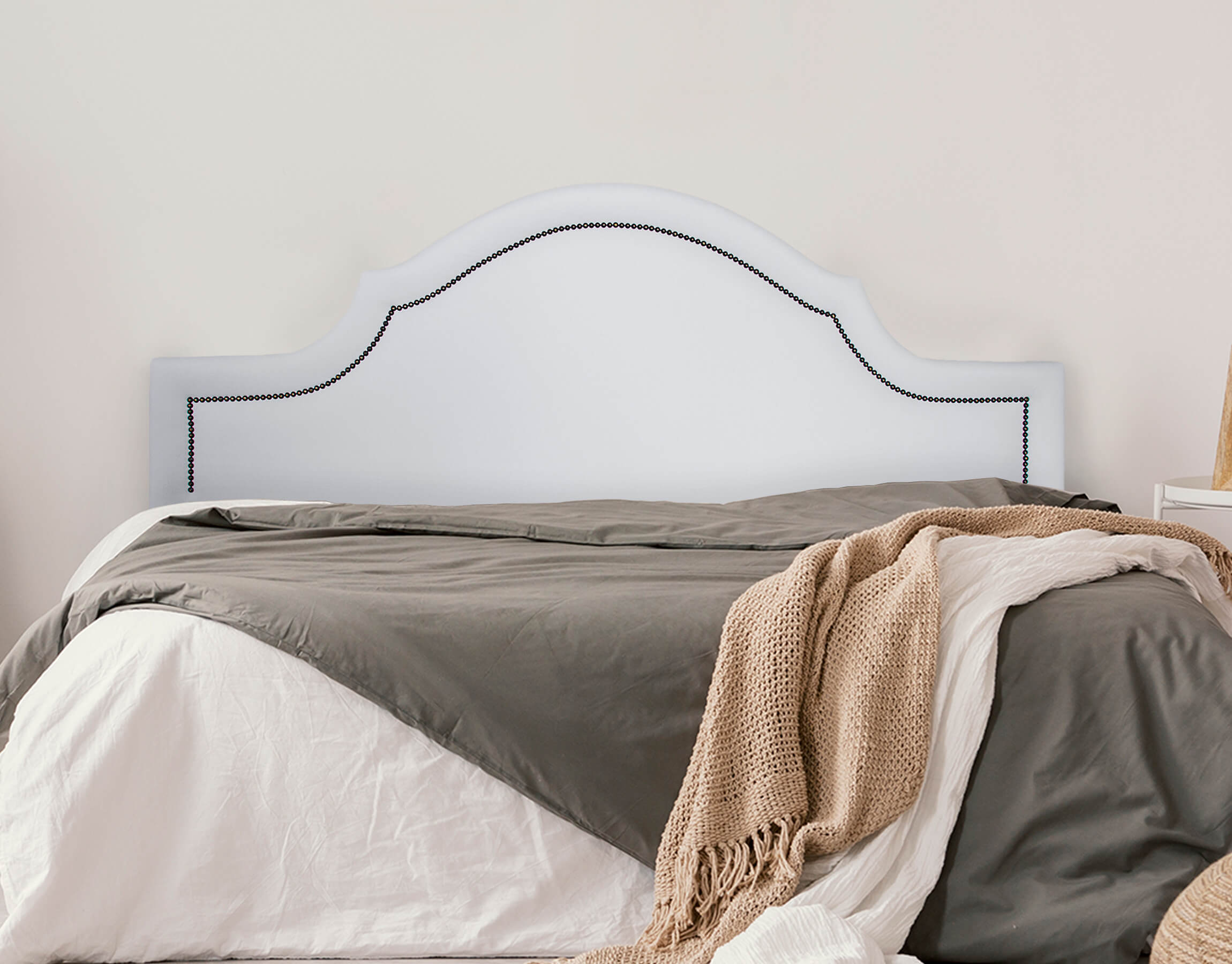 Cabeceira King Para Cama Box Provençal 193x60 Courino Branco - Tachas Fumê