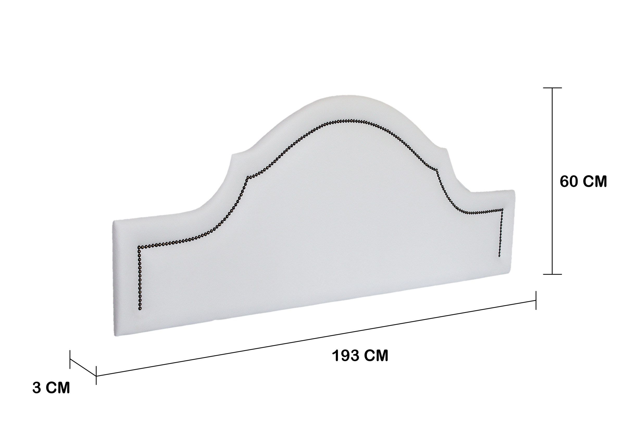 Cabeceira King Para Cama Box Provençal 193x60 Courino Branco - Tachas Fumê