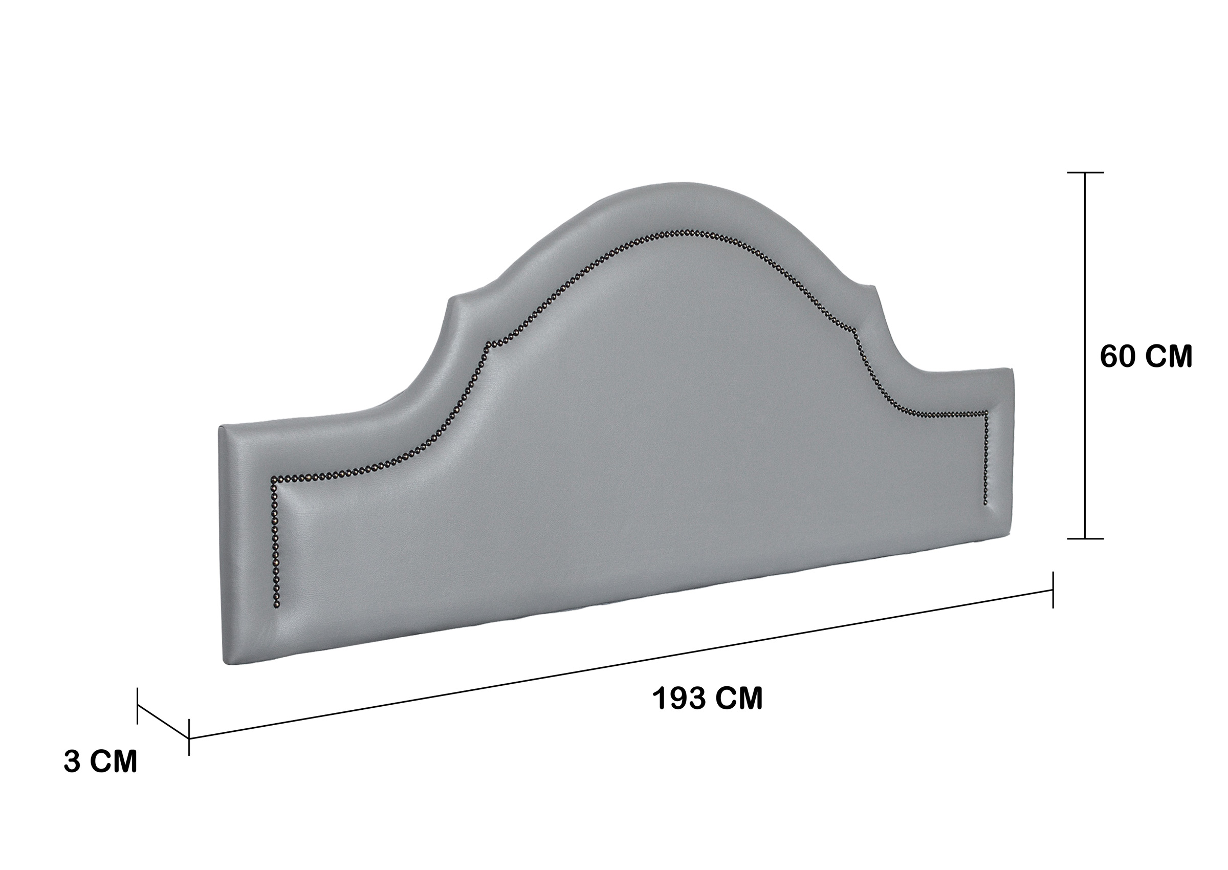 Cabeceira King Para Cama Box Provençal 193x60 Courino Cinza - Tachas Fumê
