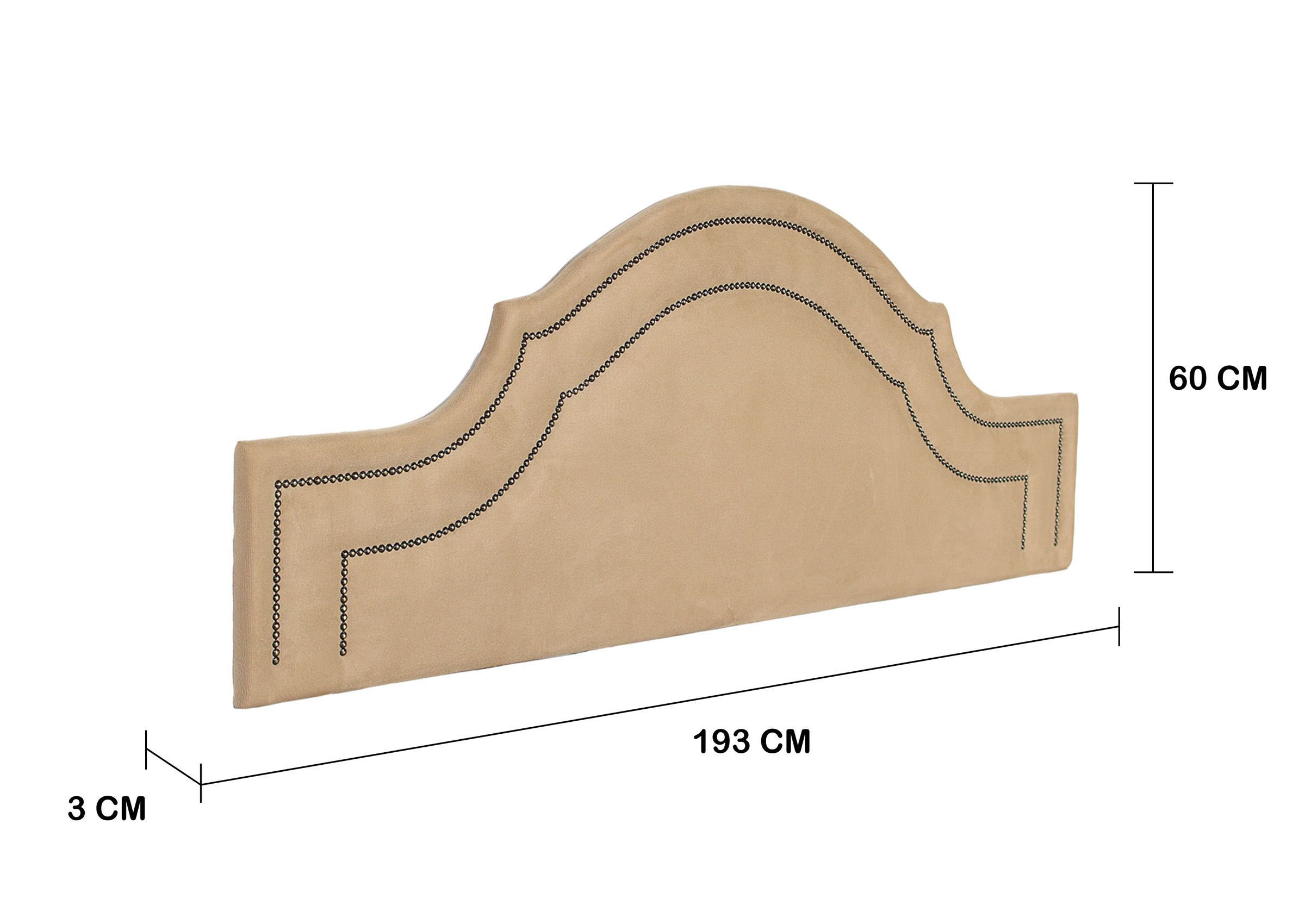 Cabeceira King Para Cama Box Provençal Dupla 193x60 Suede Bege - Tachas Fumê