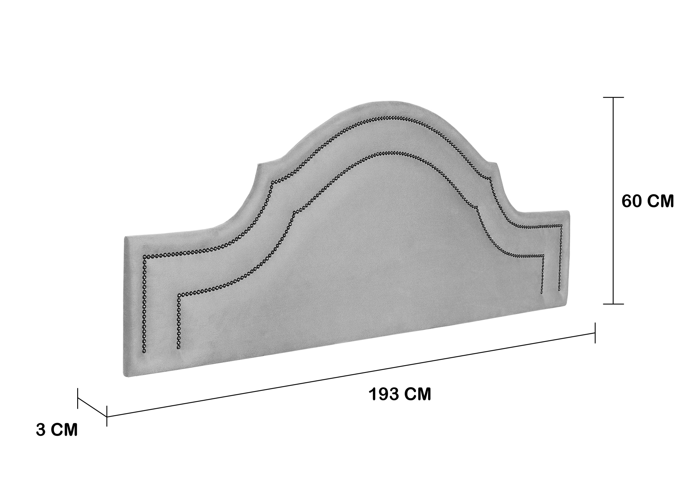 Cabeceira King Para Cama Box Provençal Dupla 193x60 Suede Cinza - Tachas Fumê