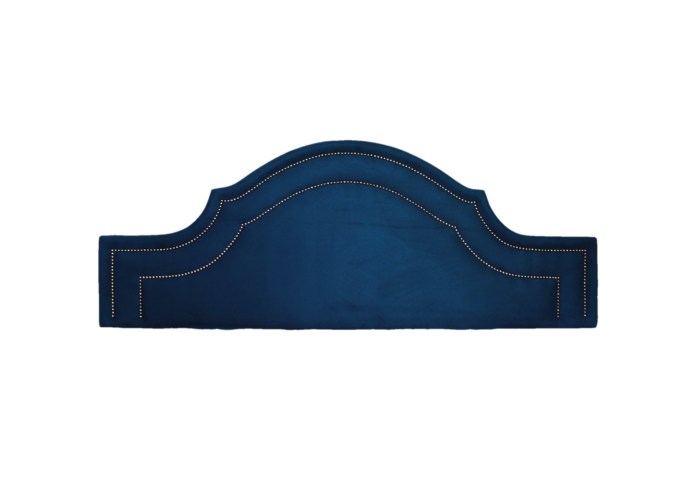 Cabeceira King Para Cama Box Provençal Dupla 193x60 Veludo Azul - Tachas Fumê