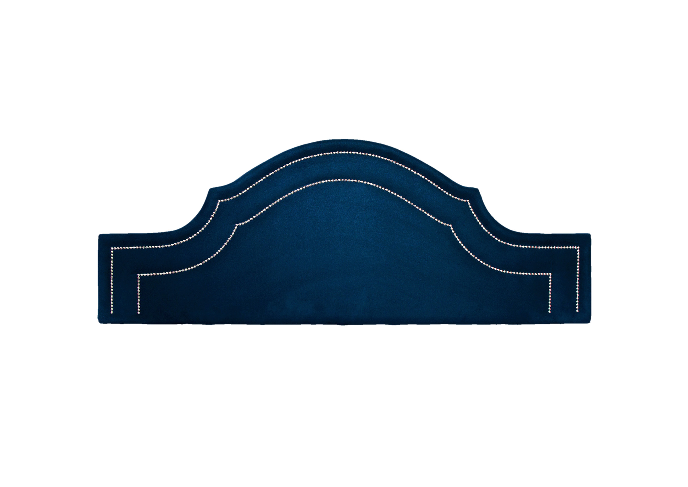 Cabeceira King Para Cama Box Provençal Dupla 193x60 Veludo Azul - Tachas Prata