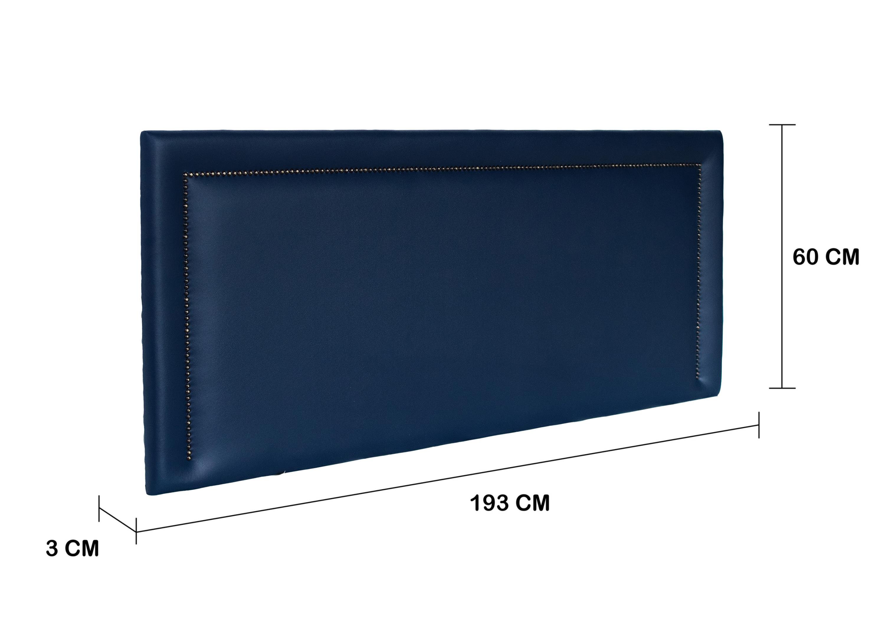 Cabeceira King Reta Luxo 193x60 Courino Azul - Tachas Fumê