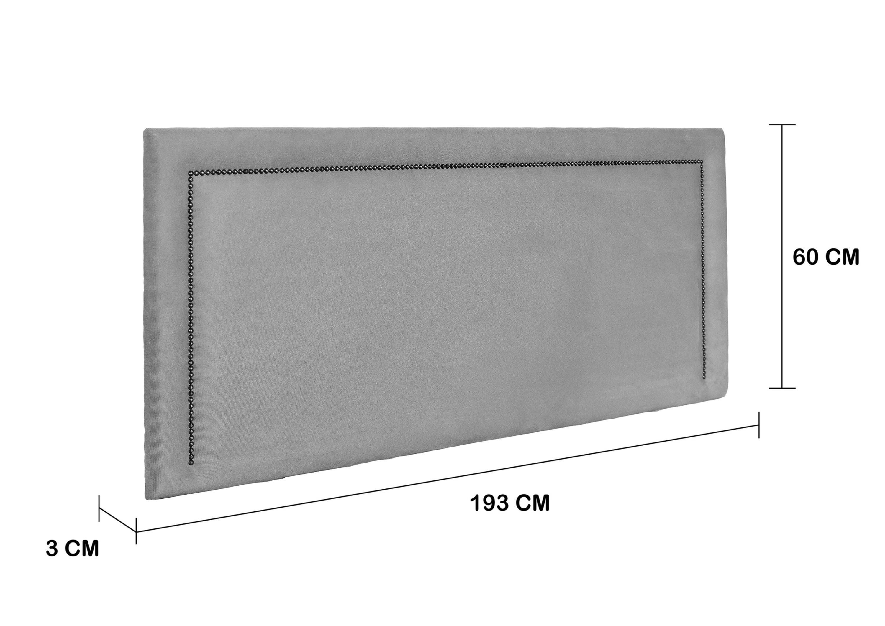 Cabeceira King Reta Luxo 193x60 Suede Cinza - Tachas Fumê