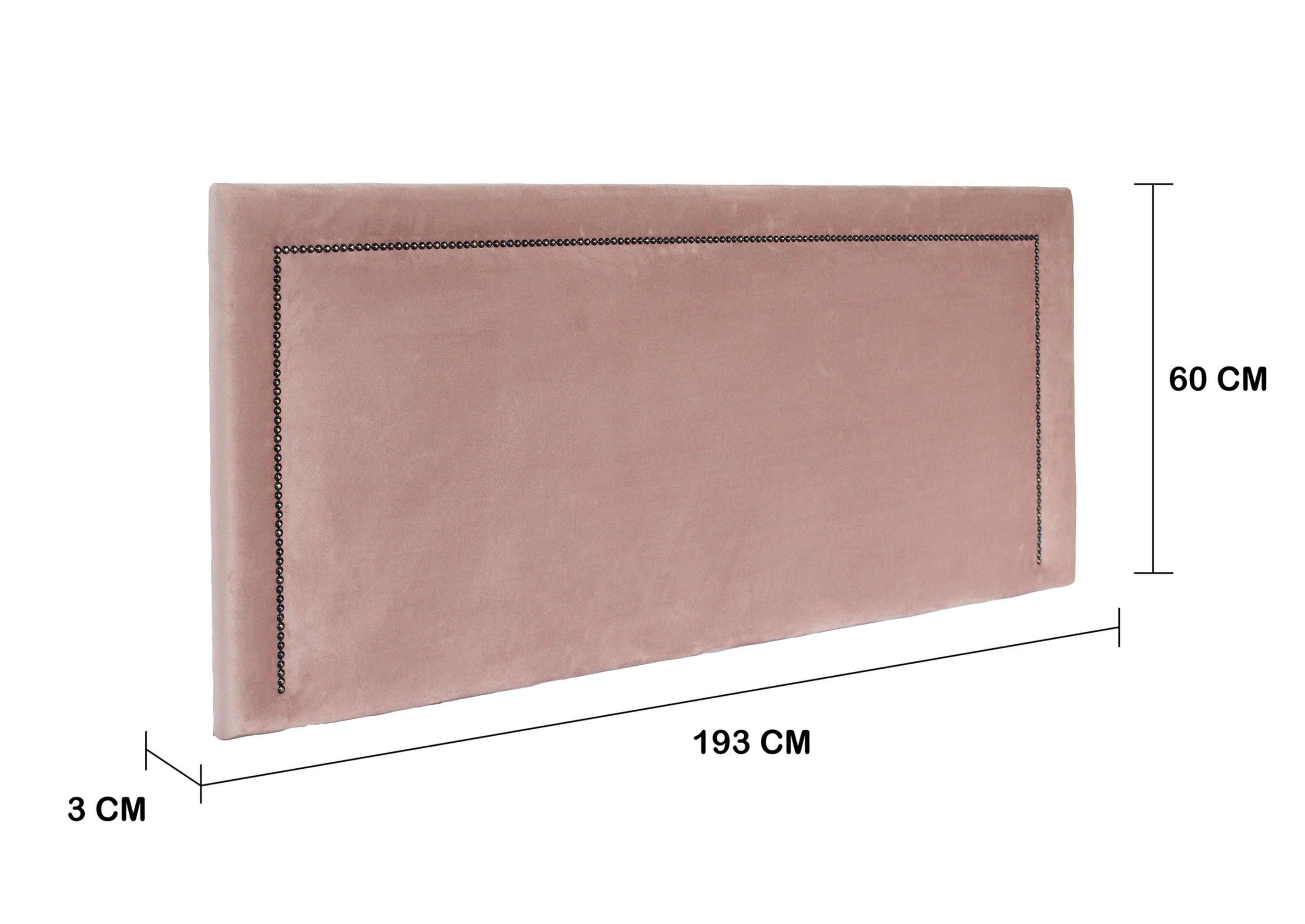 Cabeceira King Reta Luxo 193x60 Veludo Rosê  - Tachas Fumê