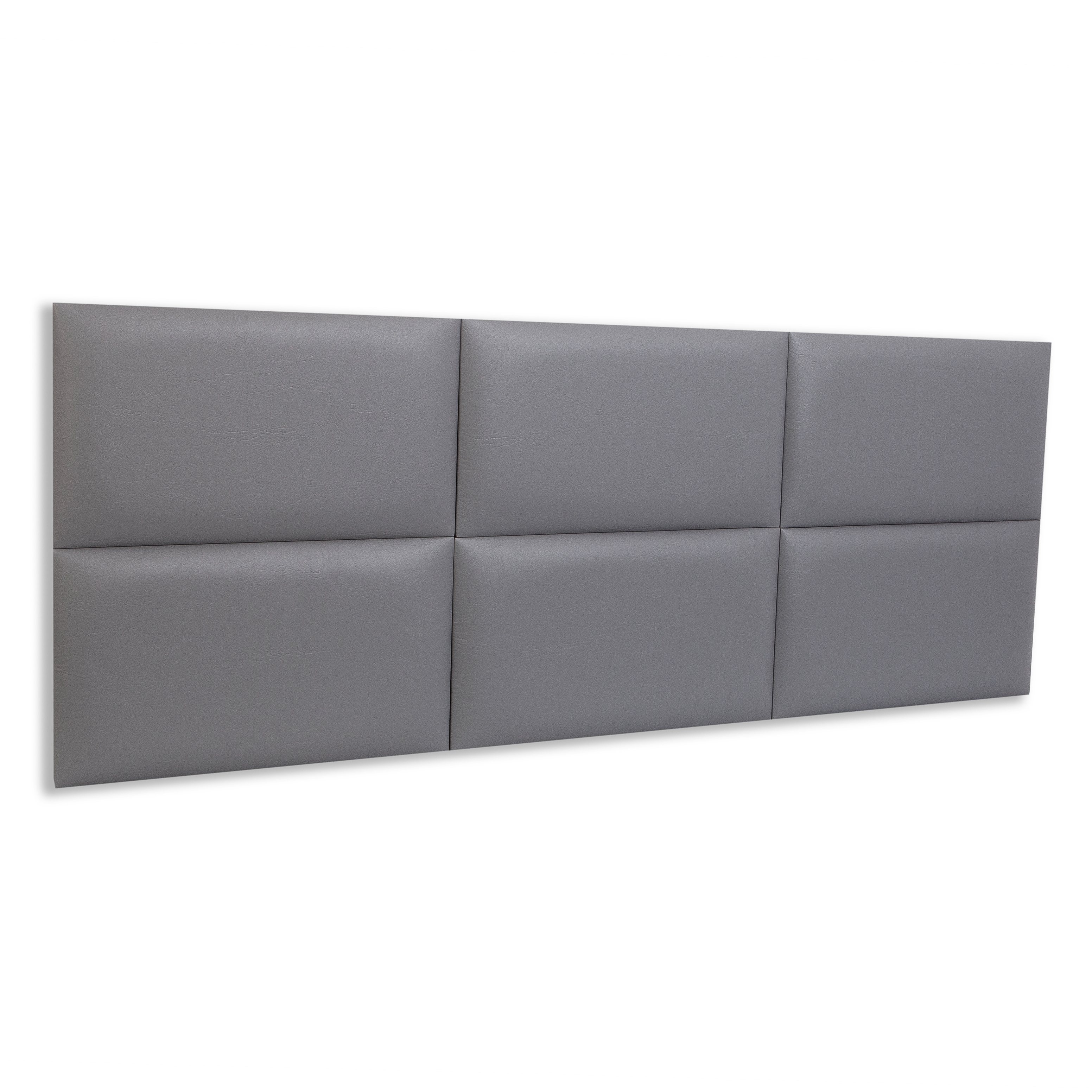 Cabeceira Queen Estofada Para Cama Box Kit 6 Placas Adesivas - Modelo Retangular  Courino Cinza