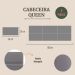 Cabeceira Queen Estofada Para Cama Box Kit 6 Placas Adesivas - Modelo Retangular  Courino Cinza