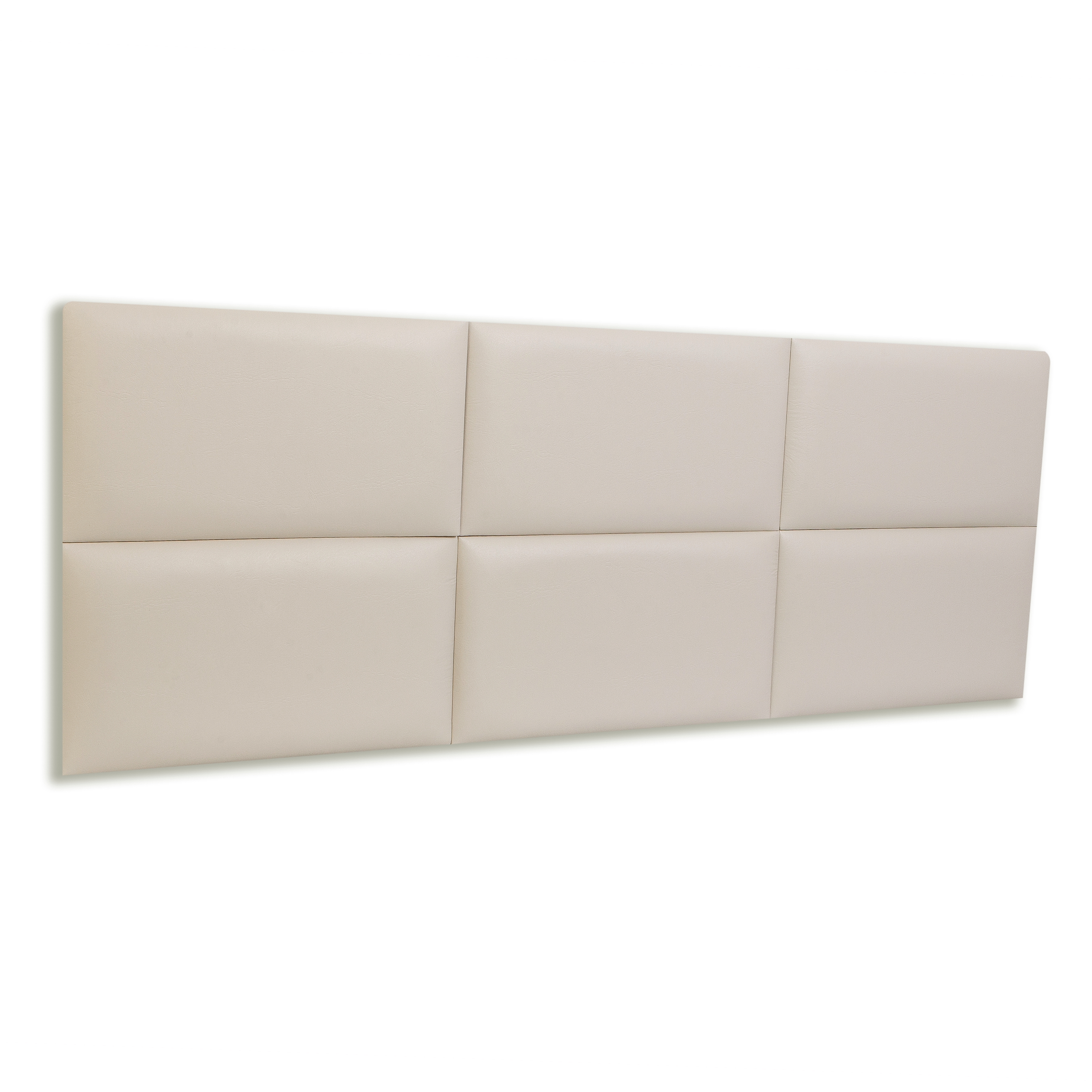 Cabeceira Queen Estofada Para Cama Box Kit 6 Placas Adesivas - Modelo Retangular  Courino Off White