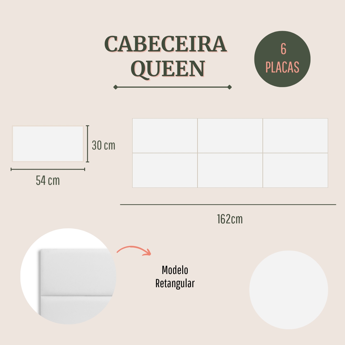 Cabeceira Queen Estofada Para Cama Box Kit 6 Placas Adesivas - Modelo Retangular Courino Branco