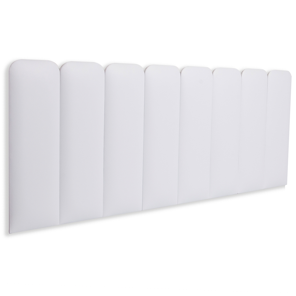 Cabeceira Queen Estofada Para Cama Box Kit 8 Placas Adesivas - Modelo Arredondada Courino Branco